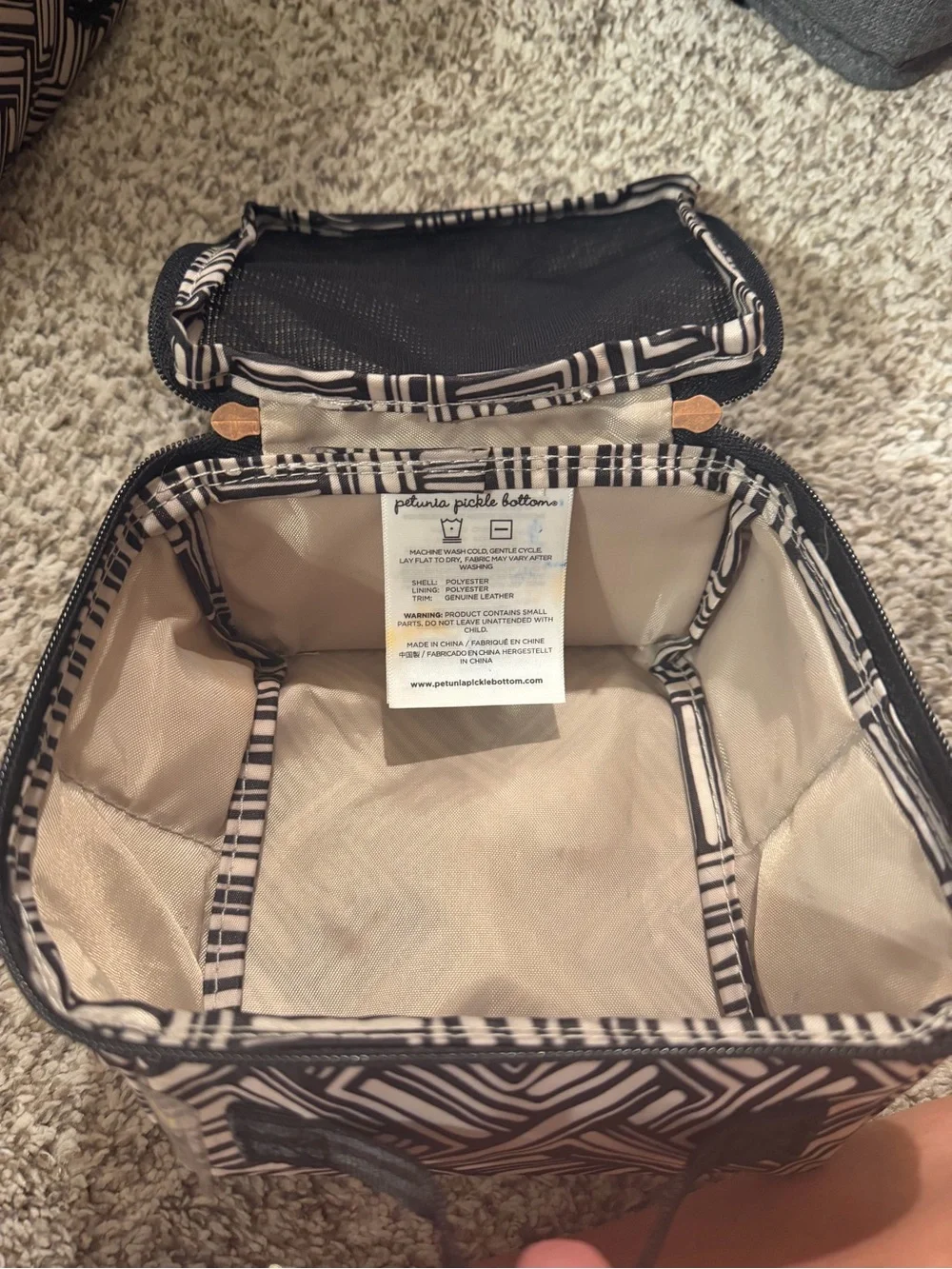 Petunia Pickle Bottom Gray Organizer Tote with Patterned Pouches